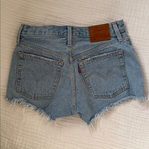 Levi's  501 Light Blue Distressed Jean Shorts